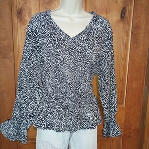 She + Sky Black and White Blouse